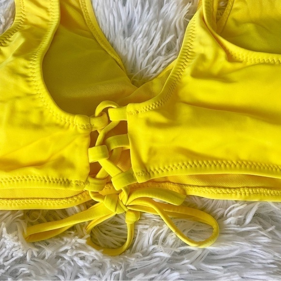 Nwt SHEKINI Twist Front Yellow Lace Up Bikini Ruched Bottoms - Picture 14 of 16